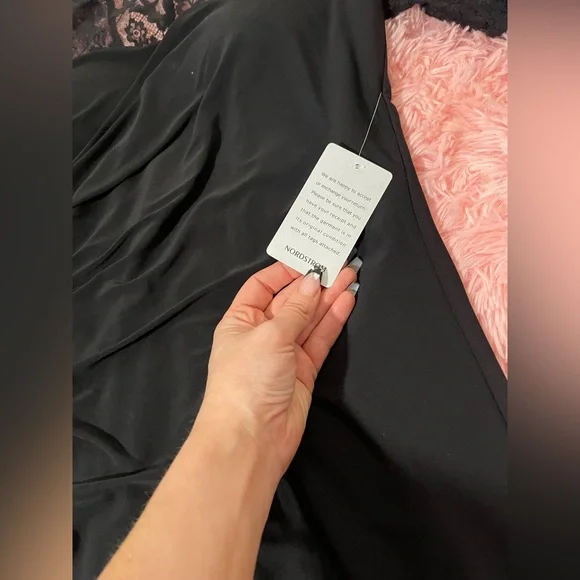 Eliza J Lace Sleeve Cocktail Dress Black Ruched Sheath Size 10 NWT Nordstrom - Picture 5 of 6